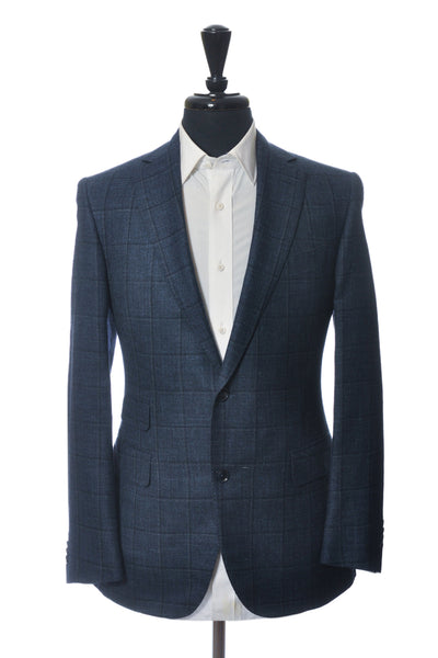 Pal Zileri Blue Check Wool Silk Linen Suit