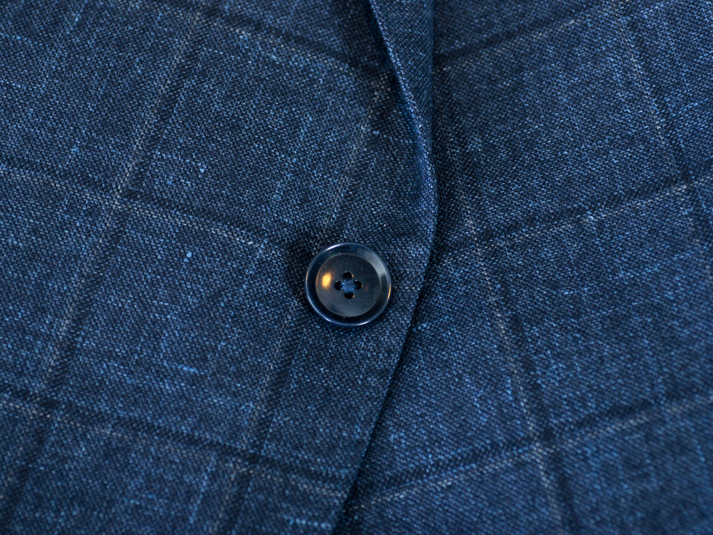 Pal Zileri Blue Check Wool Silk Linen Suit