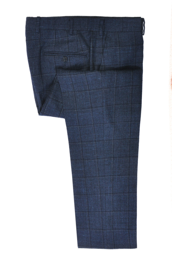 Pal Zileri Blue Check Wool Silk Linen Suit