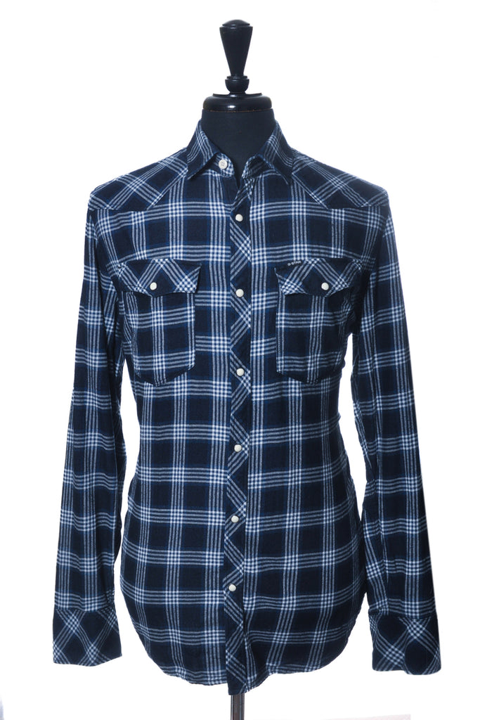 G-Star RAW Blue Check 3301 Slim Western Flannel Shirt
