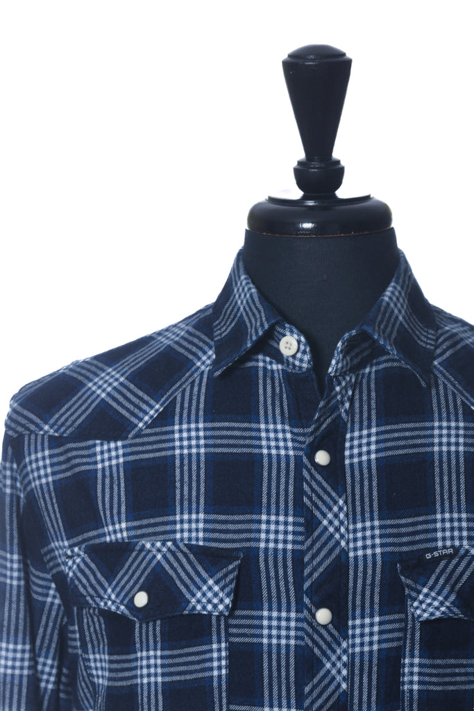 G-Star RAW Blue Check 3301 Slim Western Flannel Shirt