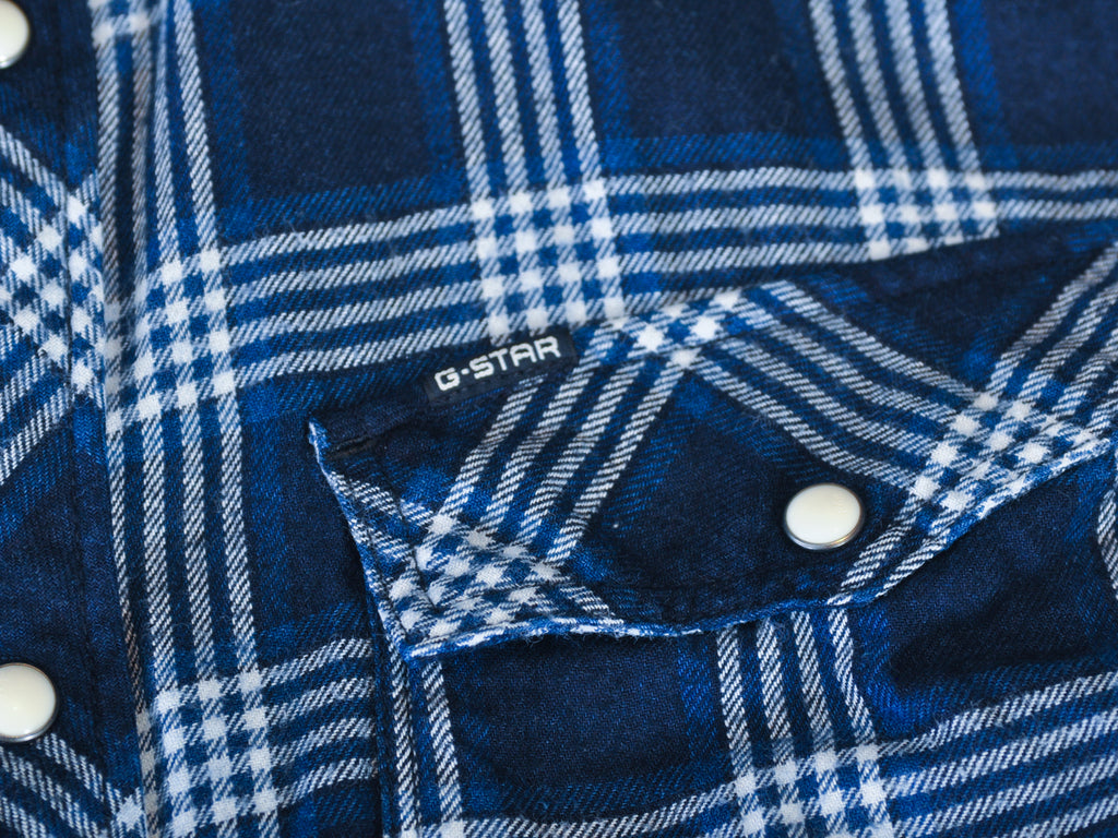 G-Star RAW Blue Check 3301 Slim Western Flannel Shirt