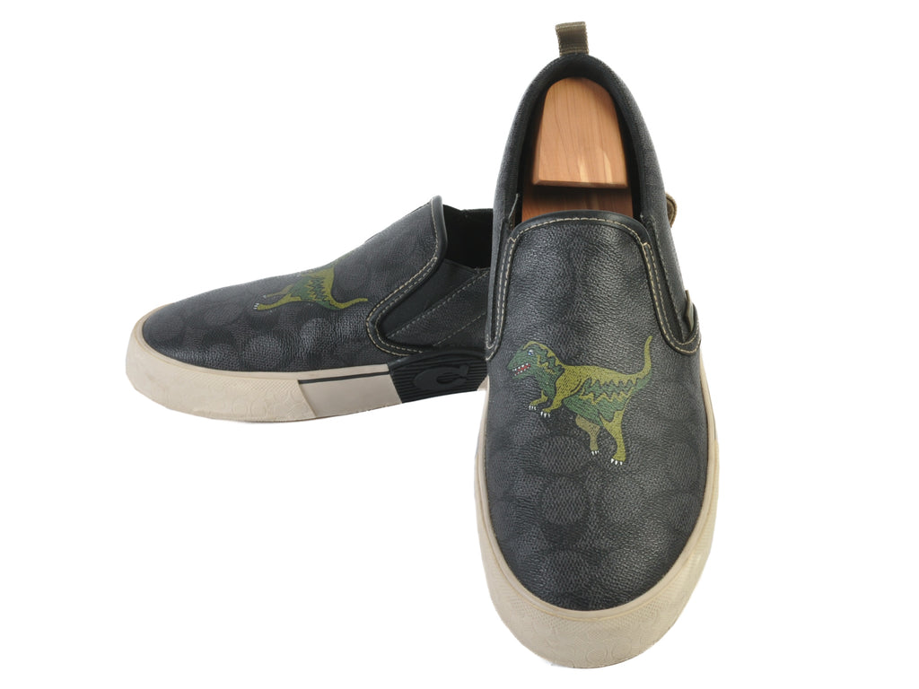 Coach Rexy Dinosaur Signature Canvas Slip-On Sneakers