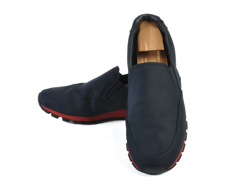 Prada Navy Blue Slip-On Sneakers