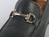 Salvatore Ferragamo Pebbled Black Leather Horsebit Loafers