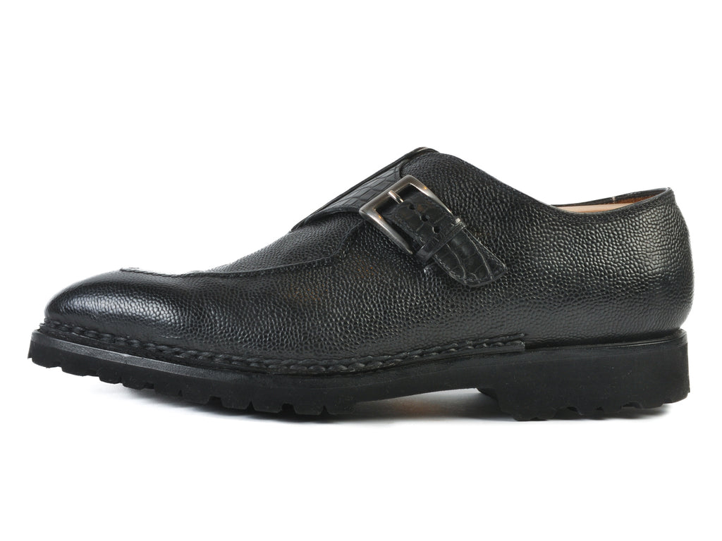 Bontoni NWOB Black Pebbled Leather Monk Strap Shoes