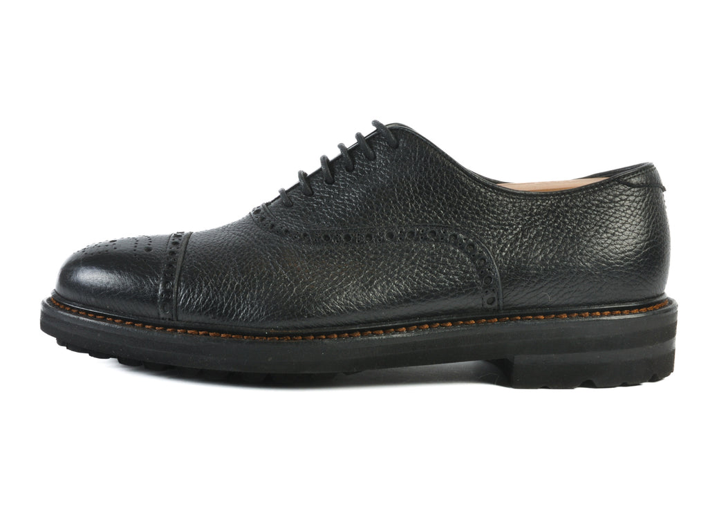 Henderson Black Pebbled Leather Cap Toe Oxfords