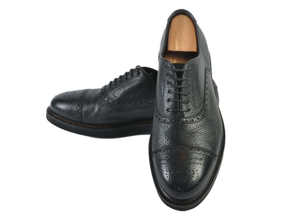 Henderson Black Pebbled Leather Cap Toe Oxfords