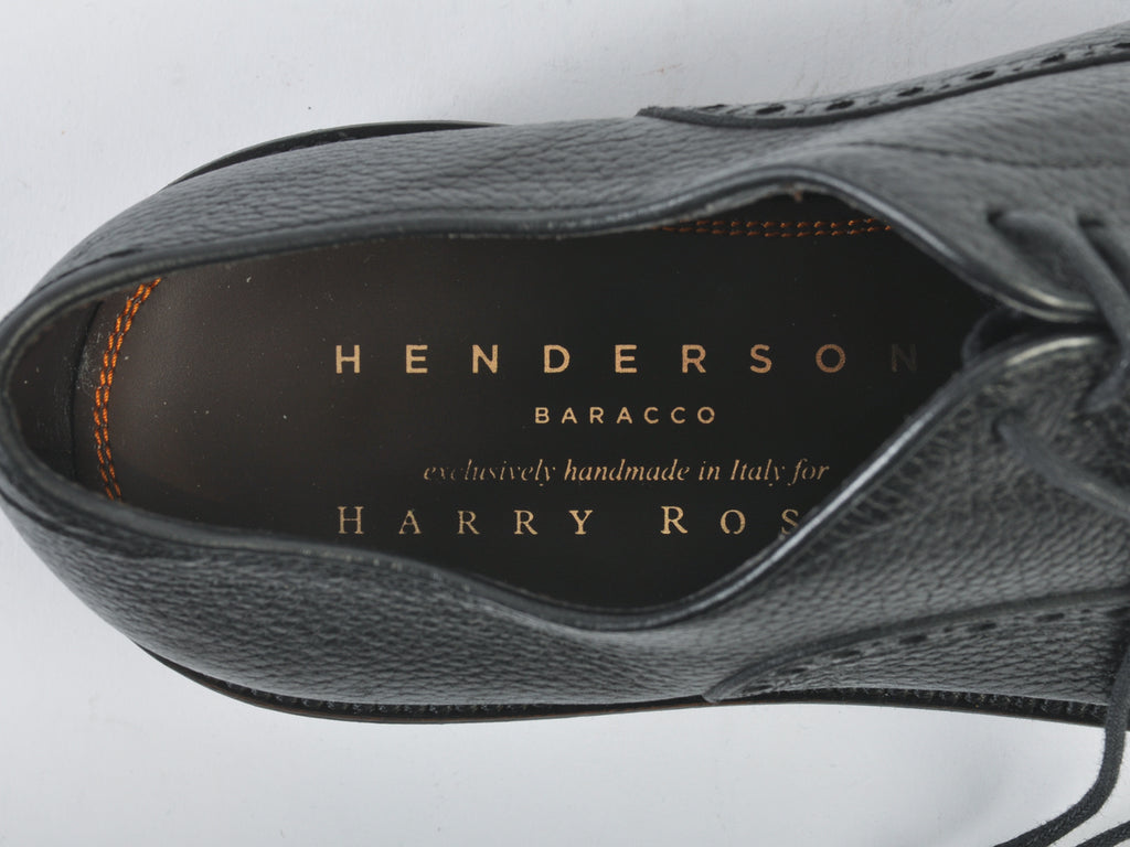Henderson Black Pebbled Leather Cap Toe Oxfords