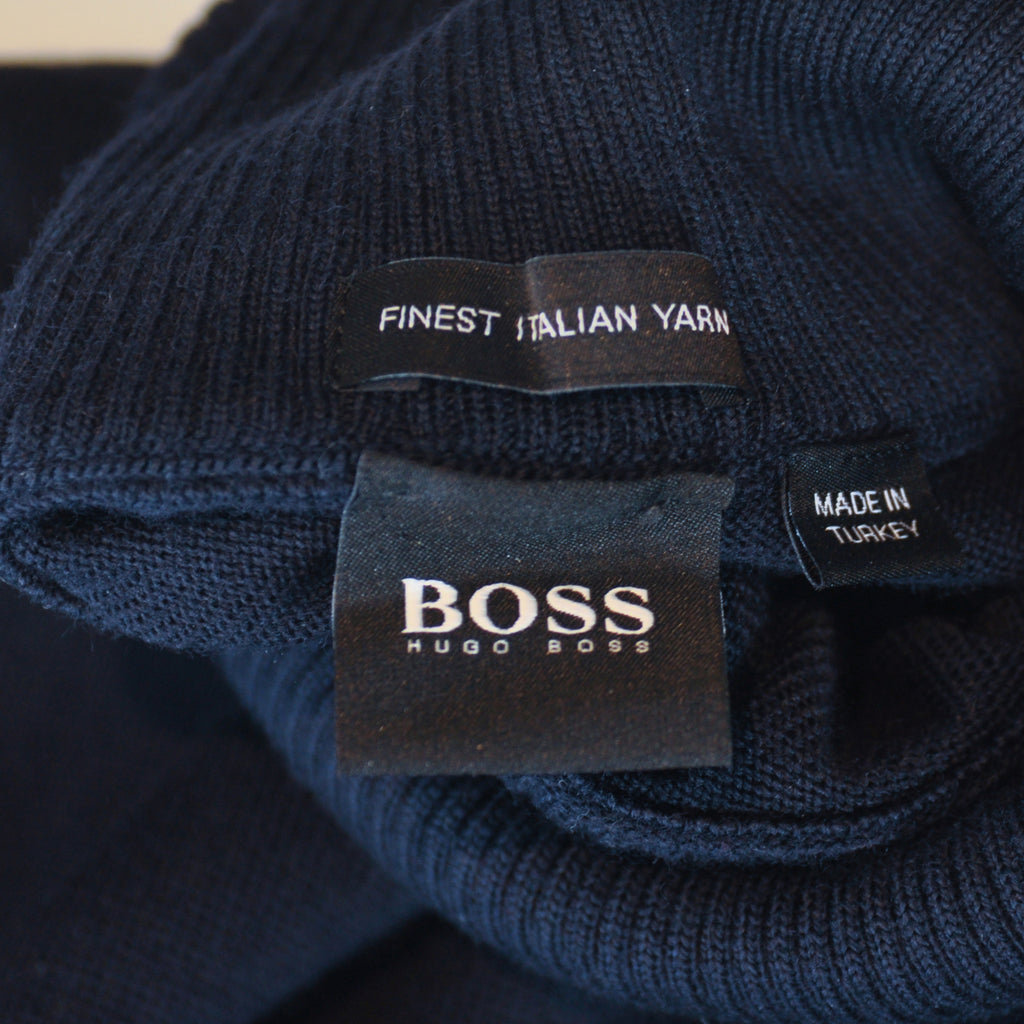 Hugo Boss Deep Navy Blue Grato Roll Neck Sweater