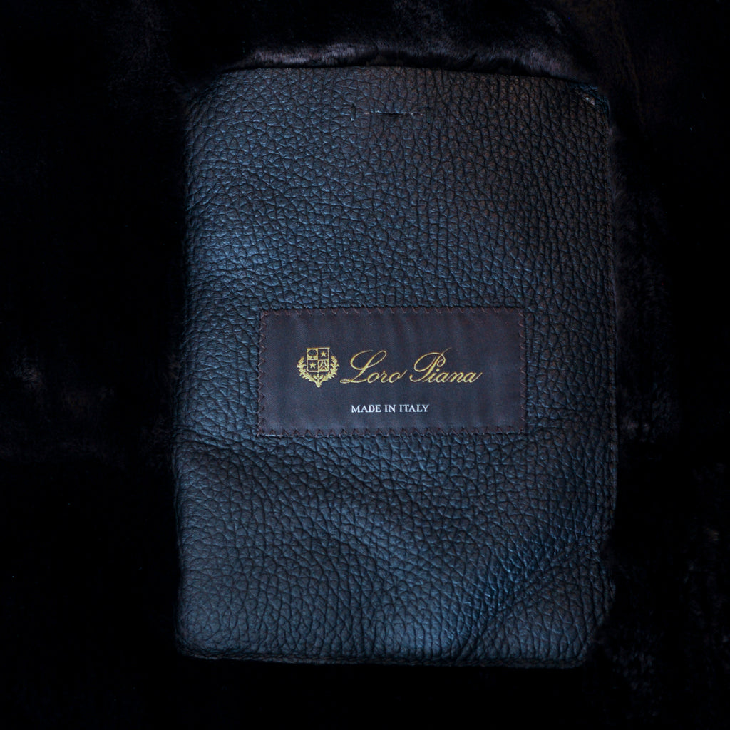 Loro Piana Dark Blue Jersey Novalis Nutria Fur Lined Coat