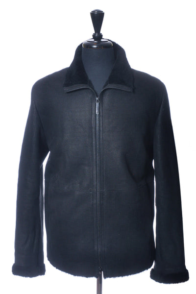 Armani Collezioni Black Graph Shearling Jacket