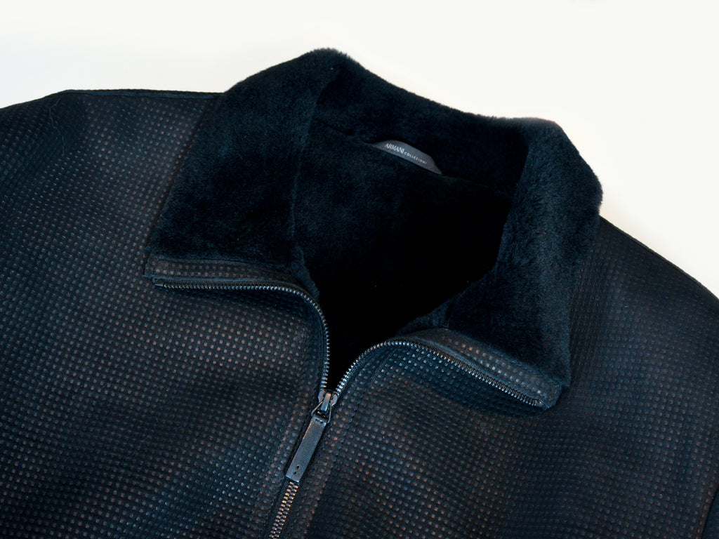 Armani Collezioni Black Graph Shearling Jacket