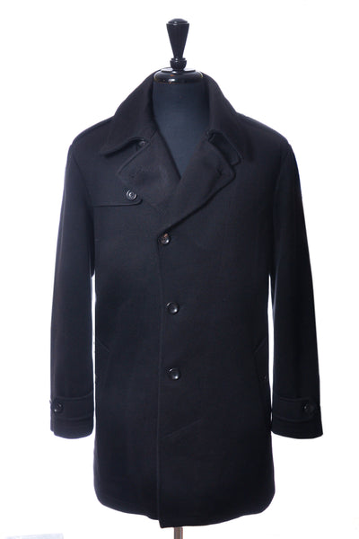 Armani Collezioni Black Water Repellant Twill Overcoat