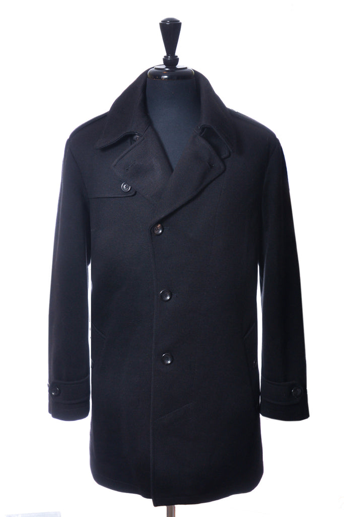 Armani Collezioni Black Water Repellant Twill Overcoat