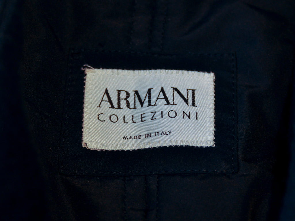 Armani Collezioni Black Water Repellant Twill Overcoat