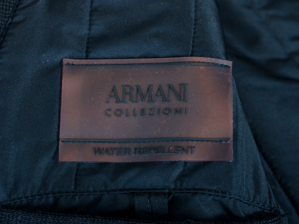Armani Collezioni Black Water Repellant Twill Overcoat