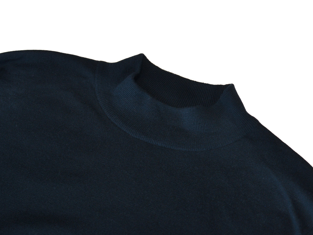 John Smedley Black Merino Wool Mock Neck Sweater