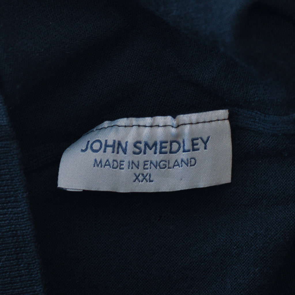 John Smedley Black Merino Wool Mock Neck Sweater