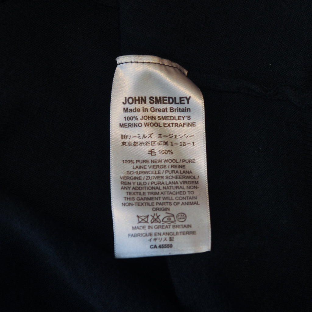John Smedley Black Merino Wool Mock Neck Sweater