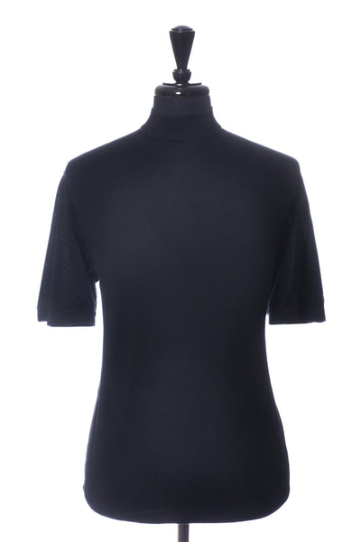 St. Croix Black Mock Neck Short Sleeve Knit