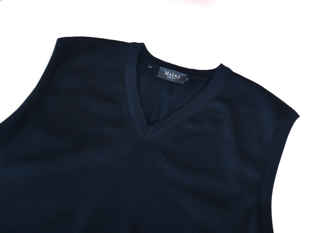 Maerz Muenchen Navy Blue Merino Wool Sweater Vest