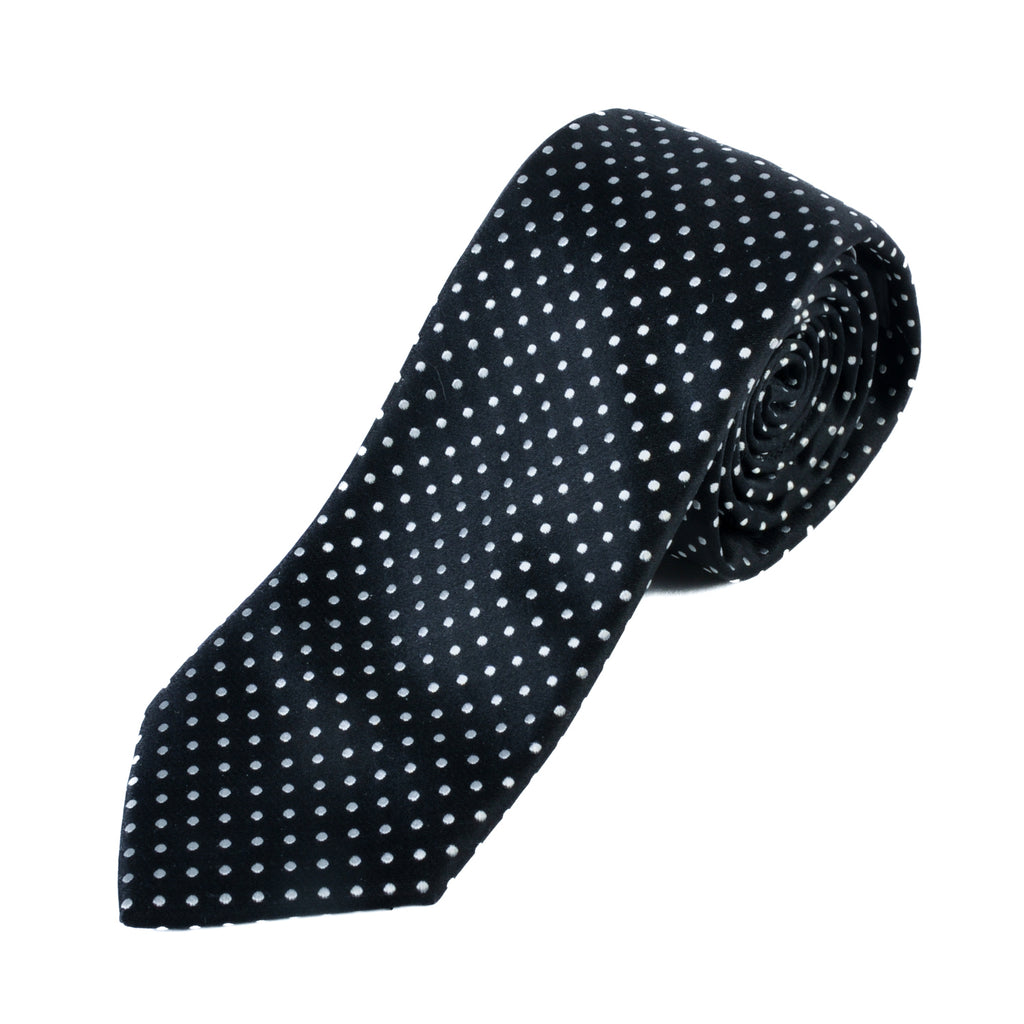 Italo Ferretti White on Black Polka Dot Tie