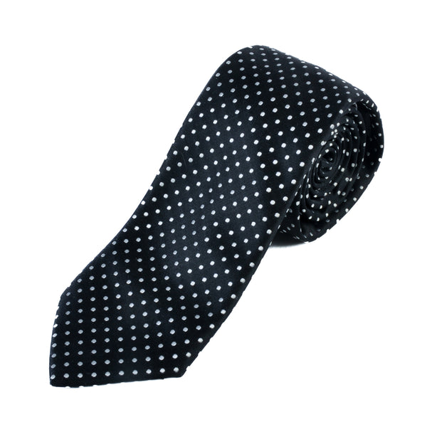 Italo Ferretti White on Black Polka Dot Tie
