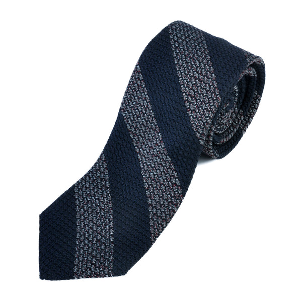 Dion Navy Blue Striped Woven Silk Tie