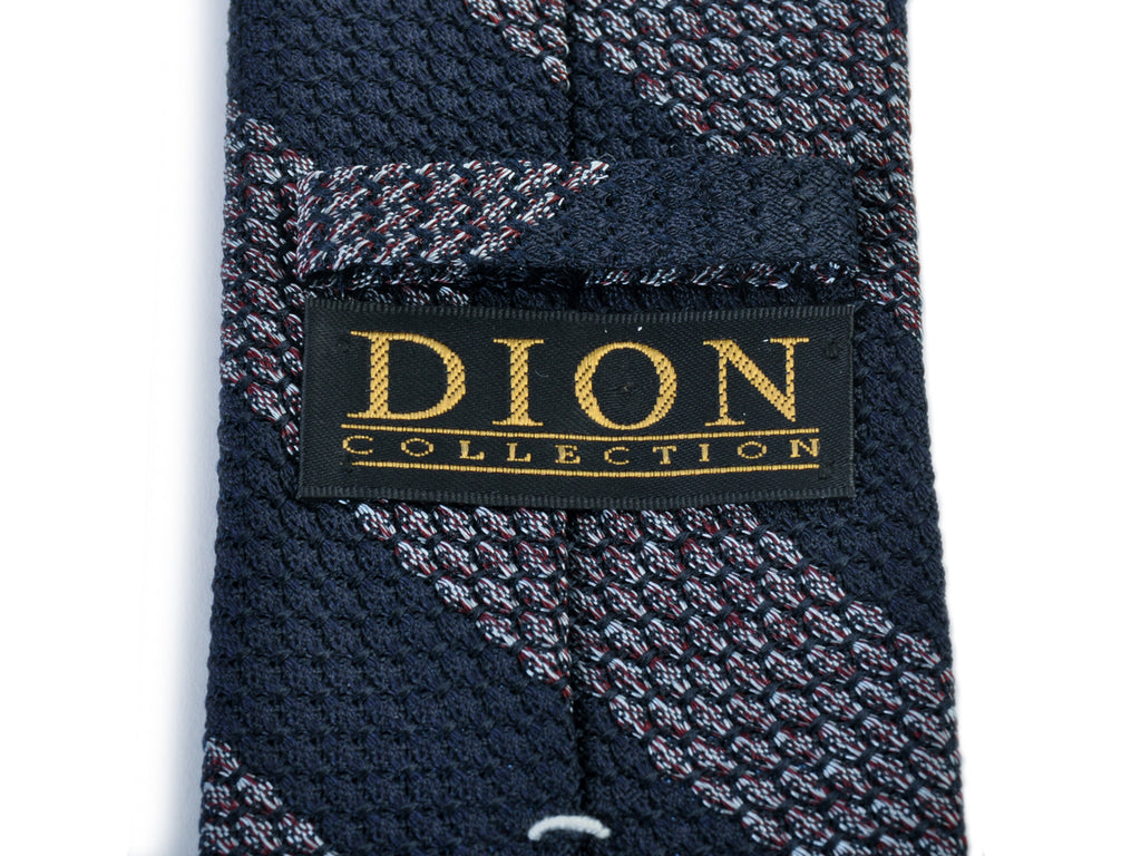 Dion Navy Blue Striped Woven Silk Tie