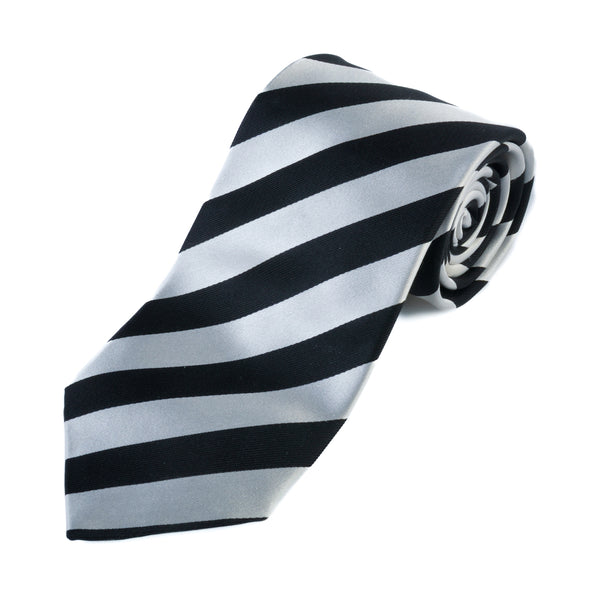 Dolcepunta Black on Sky Grey Striped Tie
