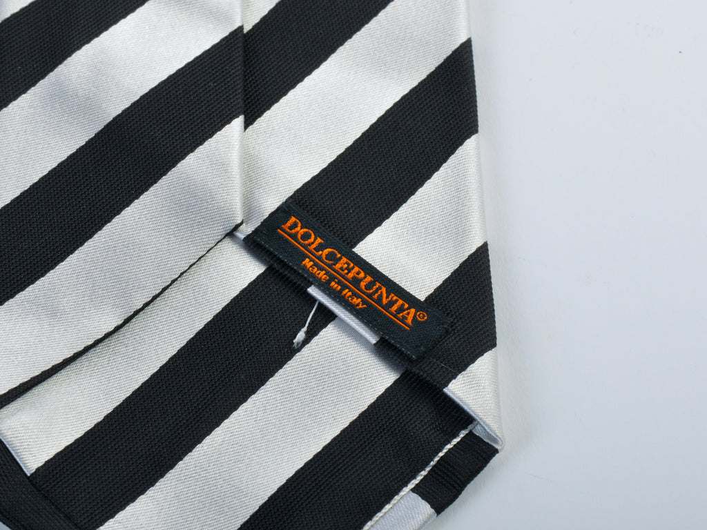 Dolcepunta Black on Sky Grey Striped Tie
