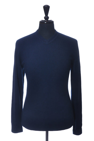 Raffi Navy Blue Cashmere V-Neck Sweater