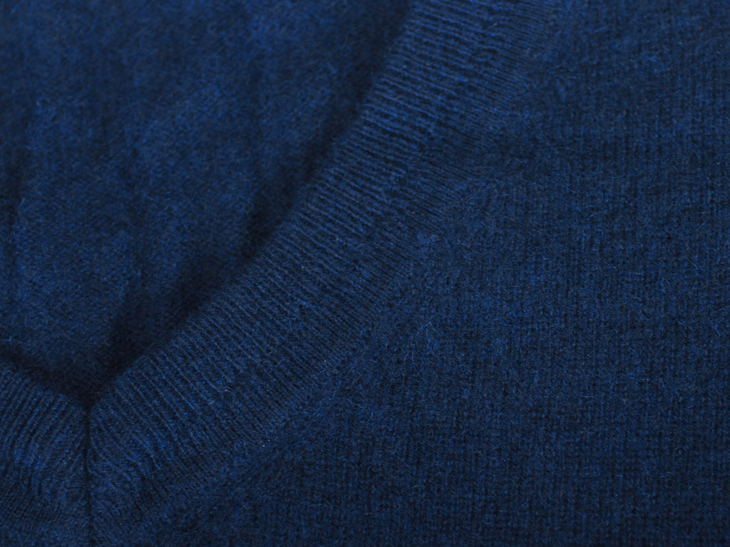 Raffi Navy Blue Cashmere V-Neck Sweater
