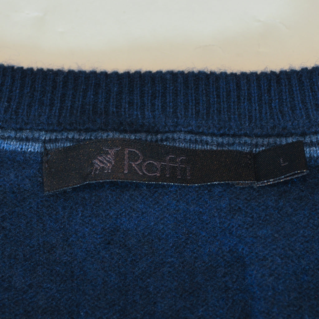 Raffi Navy Blue Cashmere V-Neck Sweater