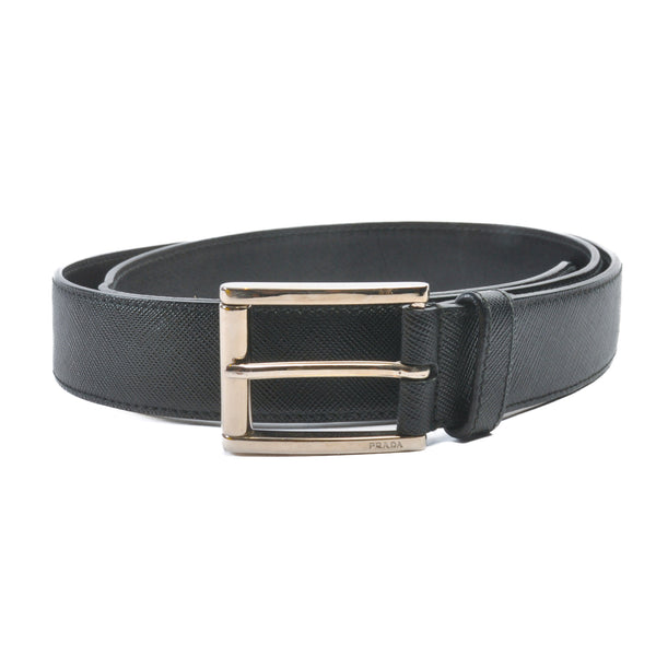 Prada Black Textured Leather Belt