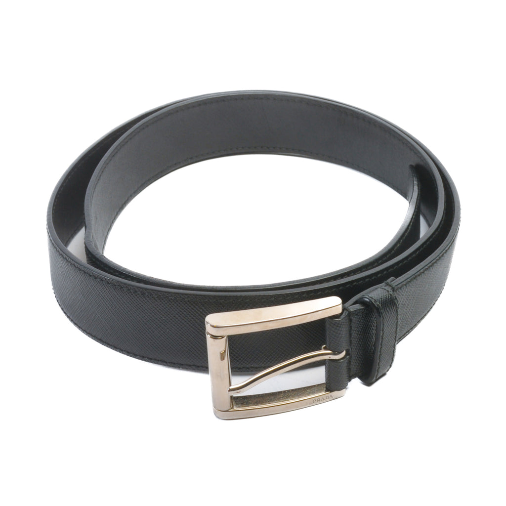 Prada Black Textured Leather Belt