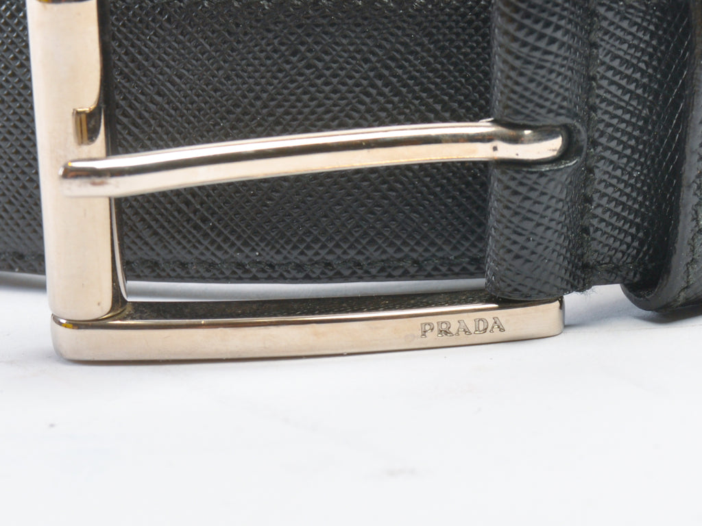 Prada Black Textured Leather Belt