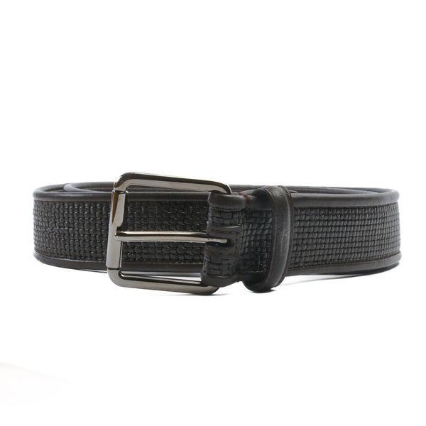 Ermenegildo Zegna Dark Brown Basketweave Leather Belt