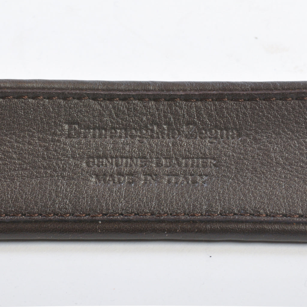 Ermenegildo Zegna Dark Brown Basketweave Leather Belt