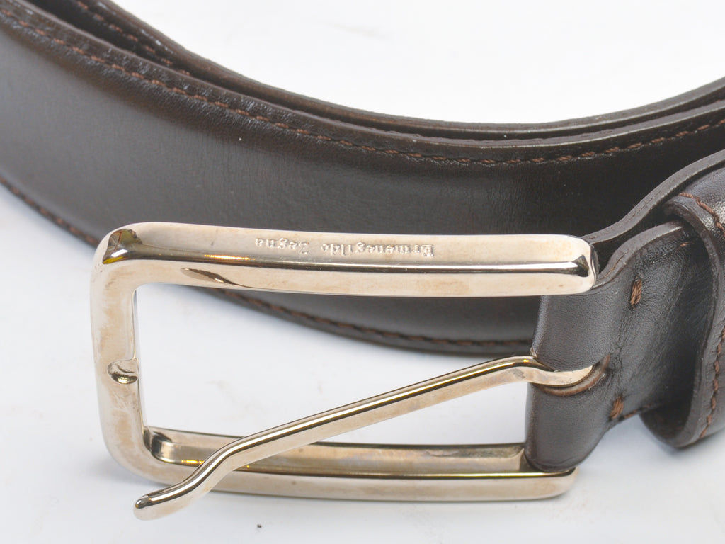Ermenegildo Zegna Dark Brown Leather Belt