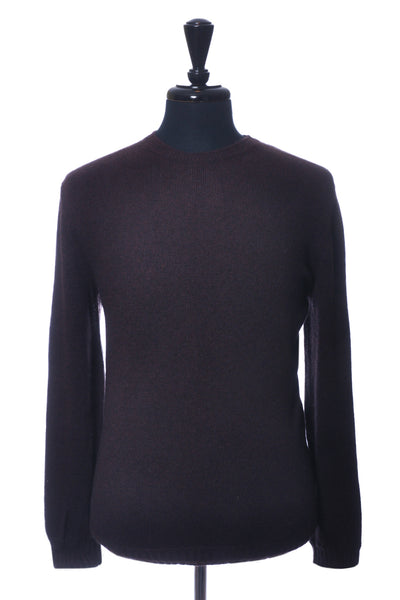 Ermegildo Zegna Dark Brown Cashmere Crew Neck Sweater