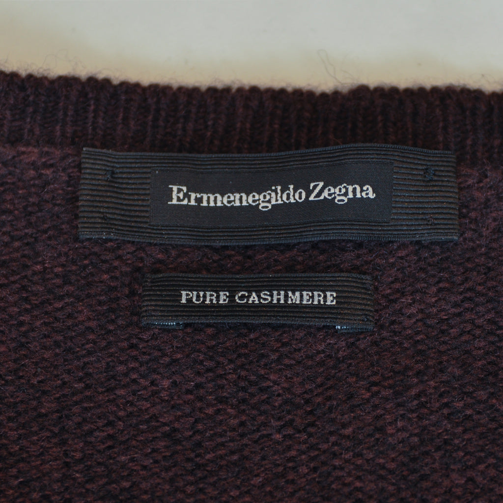 Ermegildo Zegna Dark Brown Cashmere Crew Neck Sweater