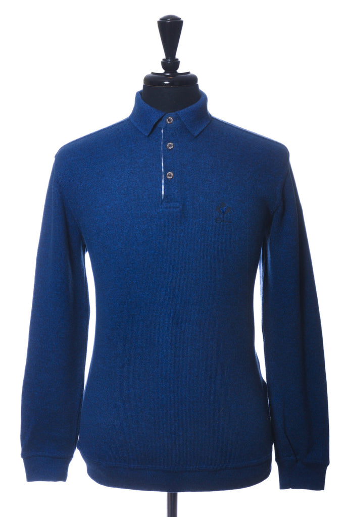 Ethnic Blue Long Sleeve Polo Shirt