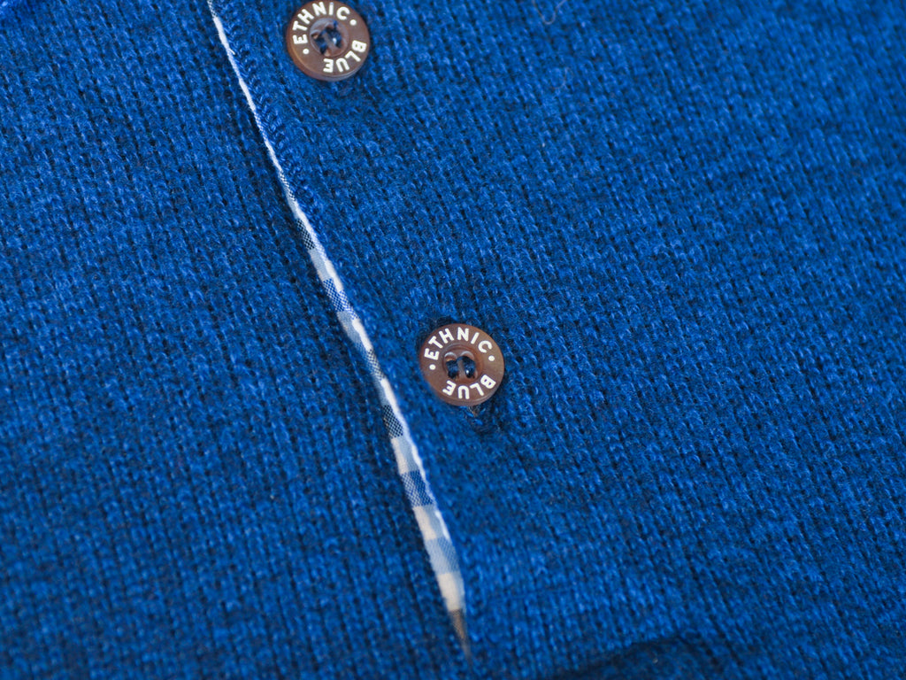 Ethnic Blue Long Sleeve Polo Shirt