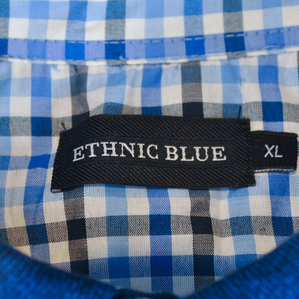 Ethnic Blue Long Sleeve Polo Shirt