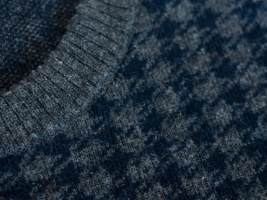 Jack Spade Navy on Grey Houndstooth Crew Neck Sweater