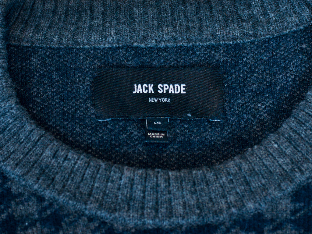 Jack Spade Navy on Grey Houndstooth Crew Neck Sweater