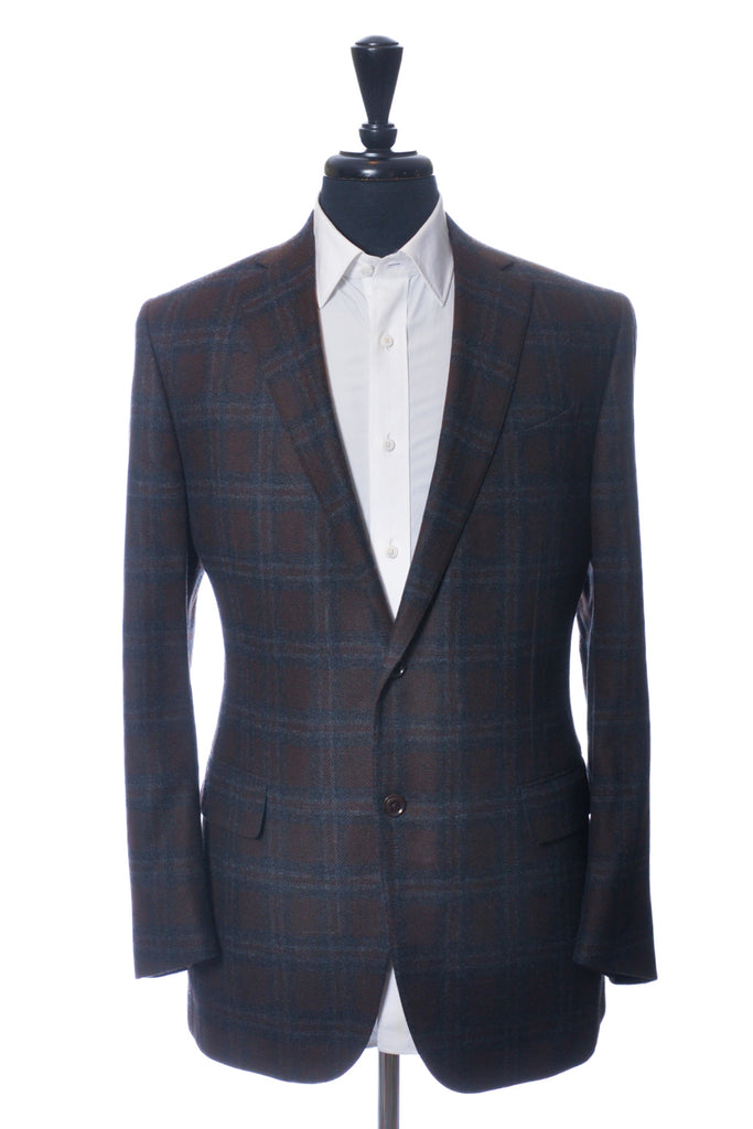 Edmonton Consignment Ermenegildo Zegna Brown Check Cashmere Blend Milano Easy Blazer 