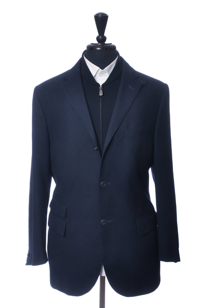 Corneliani Navy Blue Wool Twill Winter Blazer